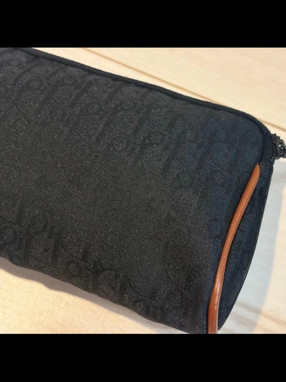 Dior Black Cosmetic Pouch with Brown Trim